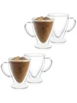 Joyjolt Declan Irish Coffee Double Wall Insulated Mugs, Set Of 4 In Clear