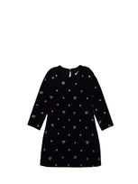 Chiara Ferragni Kids' Logo-print Long-sleeve Dress In Black