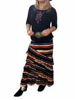 Vintage Collection Sunrise Saltillo Asymmetrical Ruffle Skirt In Multi