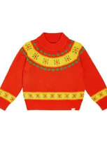 Tinycottons Kids' Folky Cotton And Wool Sweater In Red