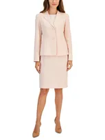 Le Suit Women's Textured Two-button Slim Skirt Suit, Regular And Petite Sizes In Light Blossom