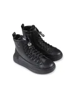 Calvin Klein Kids' Logo-debossed Ankle Boots In Black