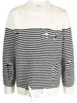 Charles Jeffrey Loverboy Striped Crew-neck Jumper In White