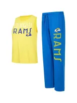 Concepts Sport Women's Royal/gold Los Angeles Rams Muscle Tank Top Pants Lounge Set In Royal,gold