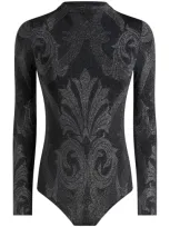 Etro Metallic-effect Jacquard Bodysuit In Black