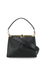 Etro Large Vela Leather Shoulder Bag In Black