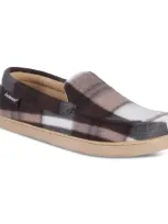 Isotoner Men's Plaid Fleece Cameron Moccasin Slippers In Sand Trap