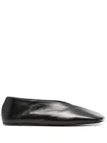 Jil Sander Square-toe Leather Ballerina Shoes In Black