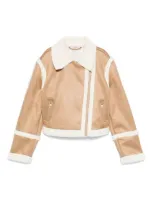 Liu •jo Kids' Faux-suede Jacket In Brown