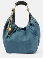 Loewe Squeeze Medium Denim Shoulder Bag In Blue