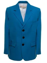 Marni Notched-lapel Single-breasted Blazer In Blue