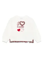 Monnalisa Kids' Heart-patch Sweatshirt In White