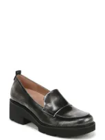 Naturalizer Darry Leather Loafer In Black,silver Leather