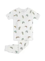 Petit Lem Boys' Chameleons Print Pajama Set - Little Kid In Off White