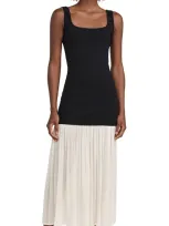 Pixie Market Gia Chiffon Hem Tank Dress Black/white