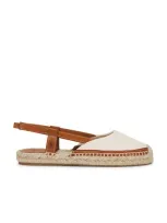 Polo Ralph Lauren Leather-trim Canvas Slingback Espadrille In 내추럴