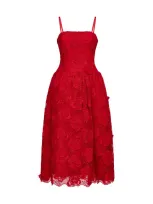 Self-portrait Strapless Lace Midi Dress In Red