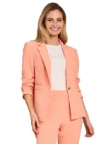 Tahari Asl Ruched Sleeve Blazer In Salmon