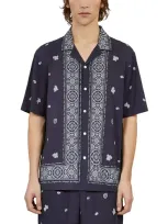 The Kooples Ecru Paisley Print Regular Fit Camp Shirt In Navy/white