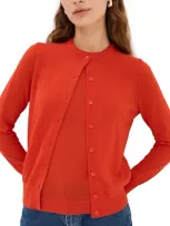 Tibi Skinlike Mercerized Wool Shrunken Cardigan Red