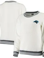 Concepts Sport Women's Cream, Charcoal Carolina Panthers Granite Knit Pullover Sweatshirt In Cream,charcoal