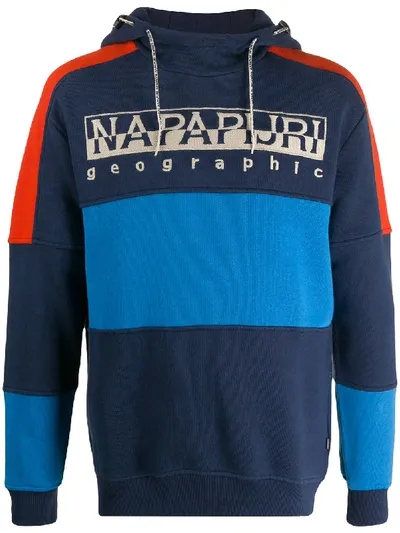 Napapijri Biri Panelled Hoodie In Blue