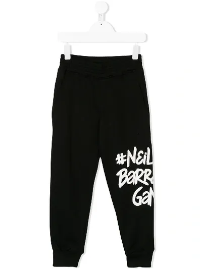 Neil Barrett Kids' #gang Logo Print Joggers In Black