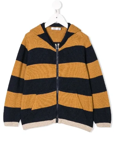 Knot Kids' Striped Hooded Cardigan In Brown