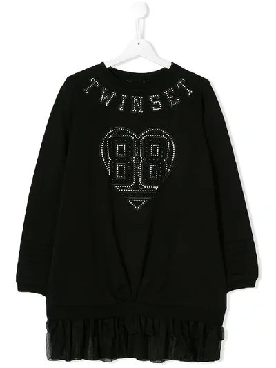 Twinset Kids' Branded Sweater In Black