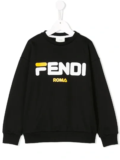 Fendi Kids' Logo Print Sweatshirt In Black