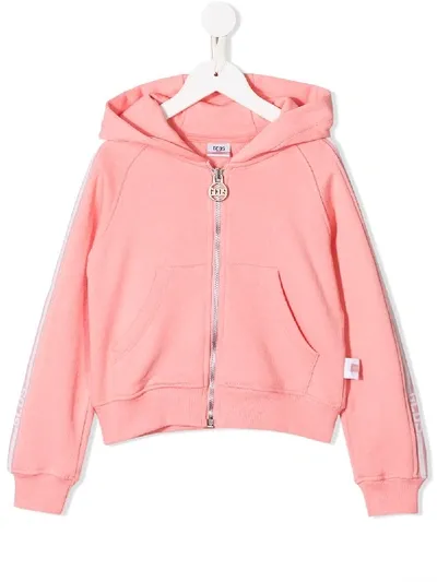 Gcds Kids' Cropped Hooded Sweatshirt In Pink