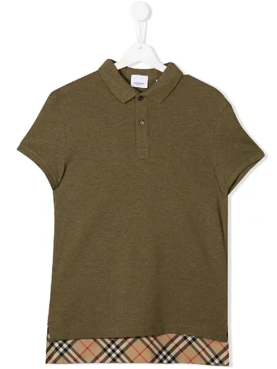 Burberry Kids' Logo Trim Polo Shirt In Green