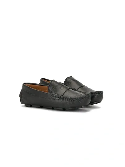 Hugo Boss Kids' Embossed Logo Loafers In Black