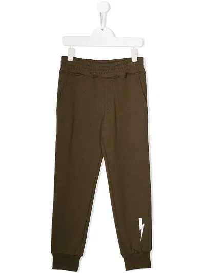 Neil Barrett Kids' Logo Print Track Trousers In Green