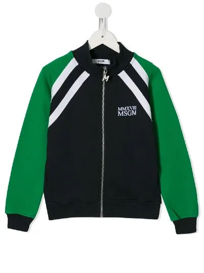 Msgm Kids' Roman Numerals Logo Jacket In Blue