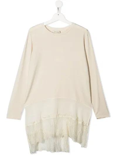 Twinset Teen Lace Panel Jumper In White