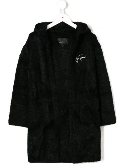 John Richmond Junior Kids' Embroidered Logo Cardi-coat In Black