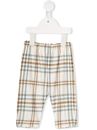 Il Gufo Babies' Plaid Print Drop-crotch Trousers In White