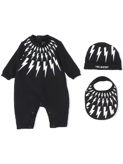 Neil Barrett Babies' Lightning Bolt Romper In Black