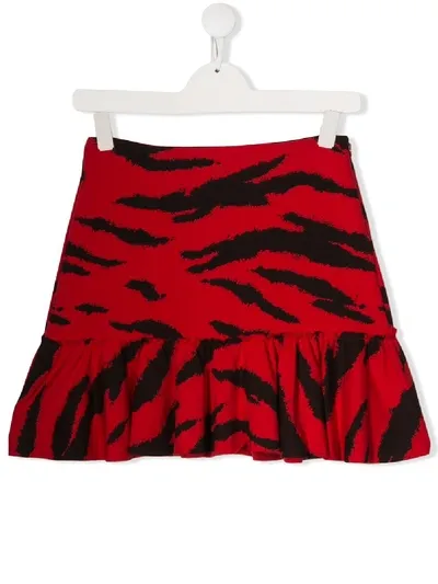 Philosophy Di Lorenzo Serafini Teen Animal-print Ruffled Skirt In Red