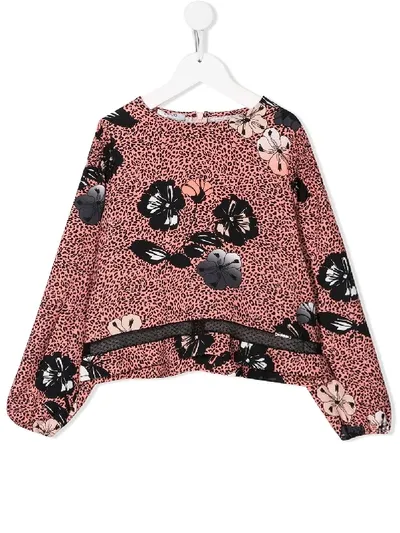 Liu •jo Kids' Leopard-print Top In Pink