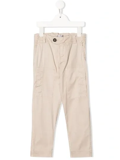 Brunello Cucinelli Kids' Mid-rise Straight Trousers In 大地色