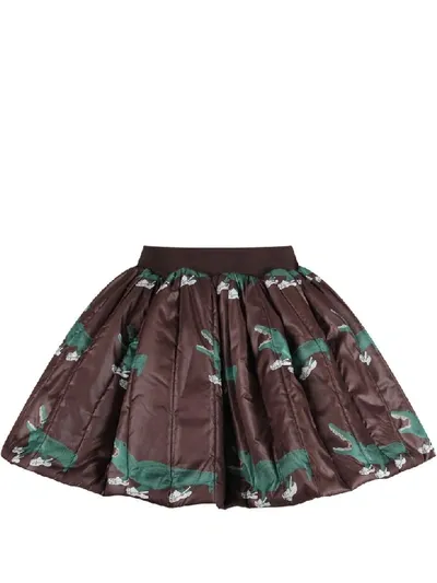 Caroline Bosmans Kids' Brown Girl Skirt With Green Crocodiles