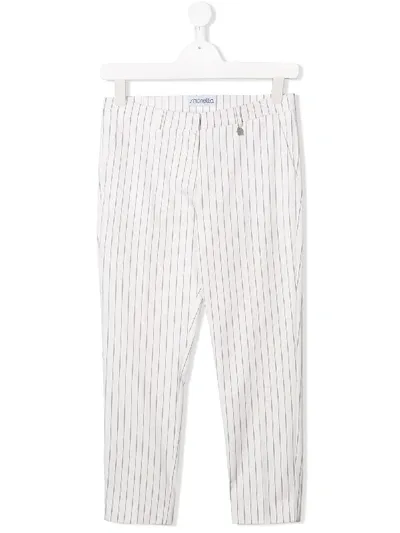 Simonetta Teen Striped Trousers In 白色