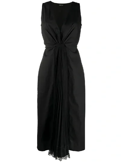 Ermanno Scervino Lace-embellished Pleated Dress In Black