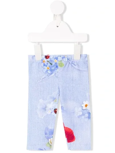 Lapin House Babies' Floral Fitted Leggings In Blue