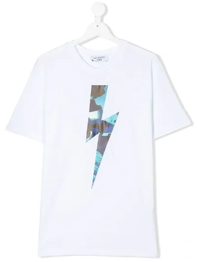 Neil Barrett Teen Thunderbolt T-shirt In White