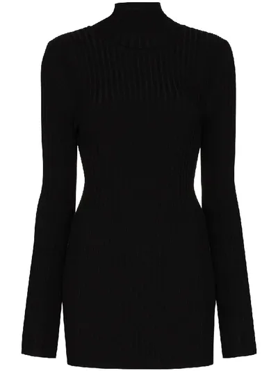 Rabanne Ribbed Turtleneck Knit Sweater In Black