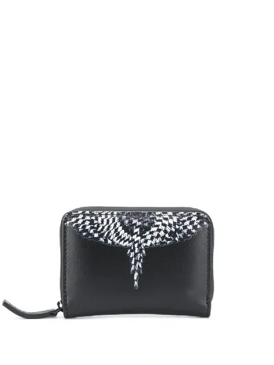 Marcelo Burlon County Of Milan Zip-around Wing-print Wallet In Black