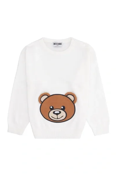 Moschino Babies' Crew-neck Cotton Blend Sweater In Panna